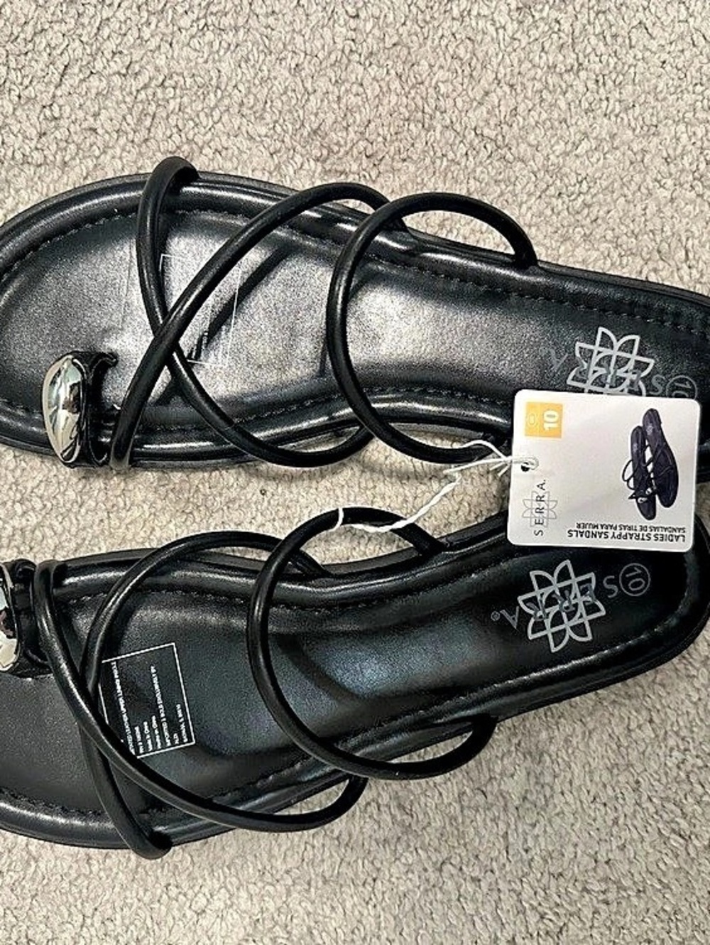 Serra Ladies Strappy Sandals Black Size 10